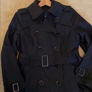 Navy trench coat, lined.